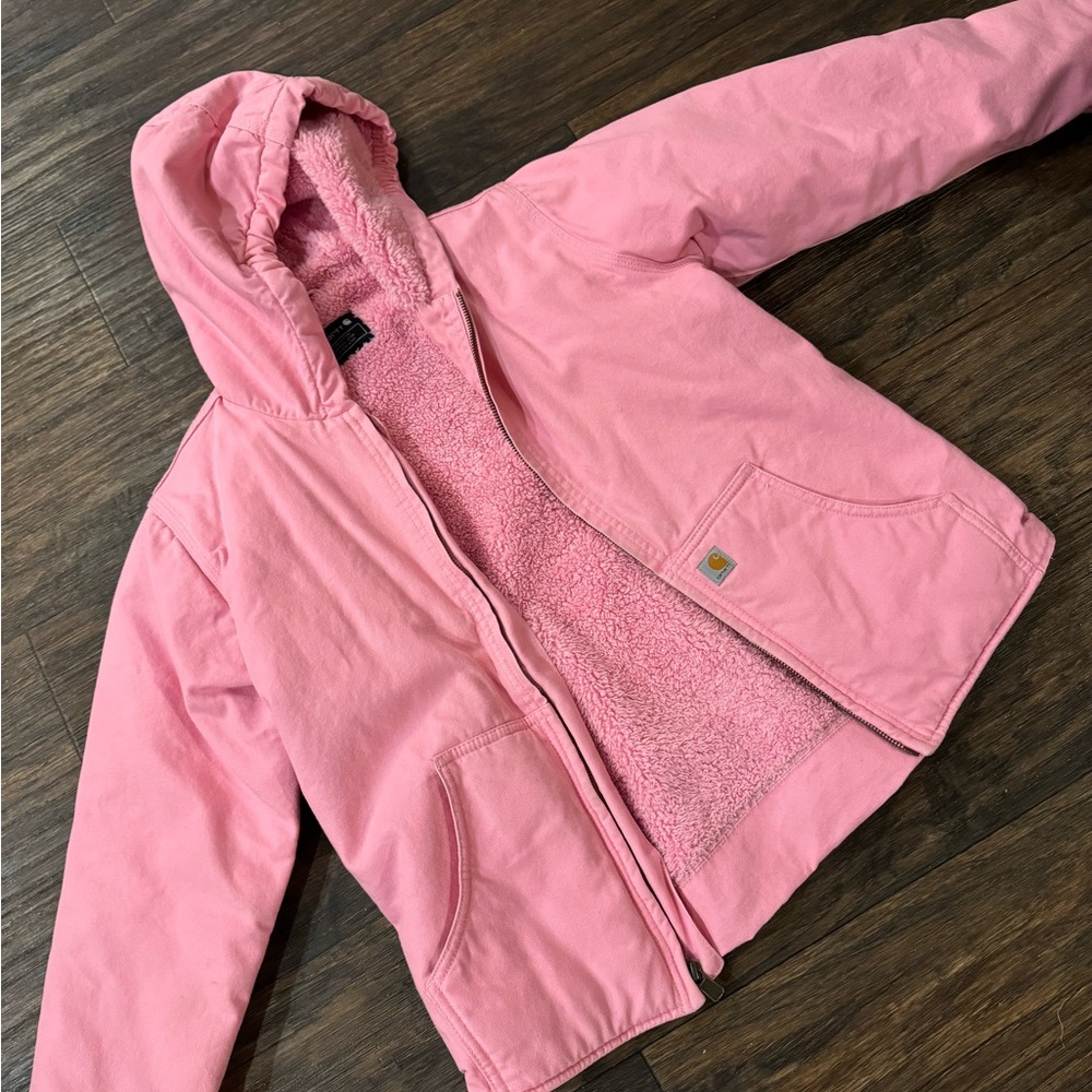 Carhartt Pink Kids Puffer Jacket with Hood